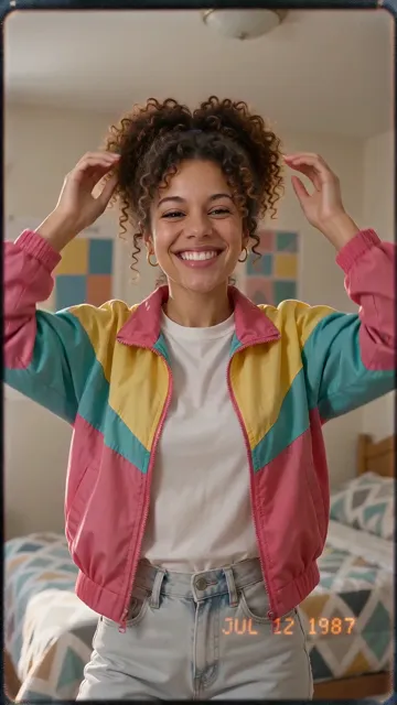 Frame from the finished 80s AI Video From One Photo video