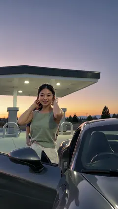 With a friend: Out of the car